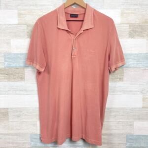 BALDESSARINI Pique Washed Out Polo Shirt Pink Short Sleeve Mens US 46 EUR 56